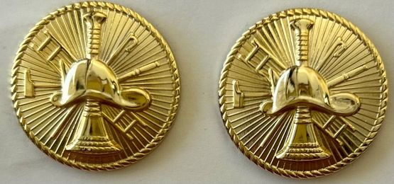 FIREFIGHTER SCRAMBLE, 15/16" GOLD DISC COLLAR PINS - SOLD IN PAIRS.